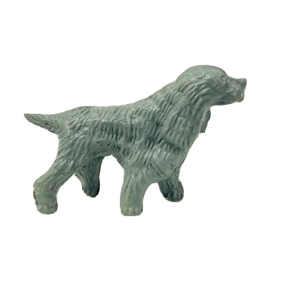 Vintage Toy Cocker Spaniel Dog Figurine Solid Hard Acrylic Plastic Gray 1x1 Inch - Picture 2 of 8